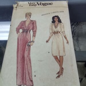 Vintage Vogue Sewing Pattern 8711 Women's Dress Size 8-12 Maxi Dress Midi Dress